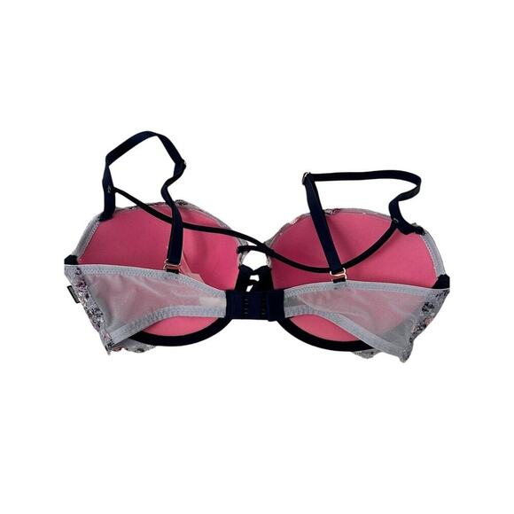Victoria's Secret PINK Bra Womens Size 32D Blue Floral Unlined Push Up Lace - Picture 3 of 8